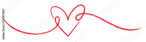 Vector illustration of a textured red heart outlined with flowing, swirling lines, symbolizing love, creativity, and energy.