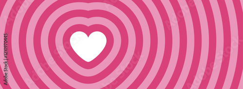 A bold white heart surrounded by concentric pink rings, creating a striking and symmetrical design. Perfect for love and romantic themes.