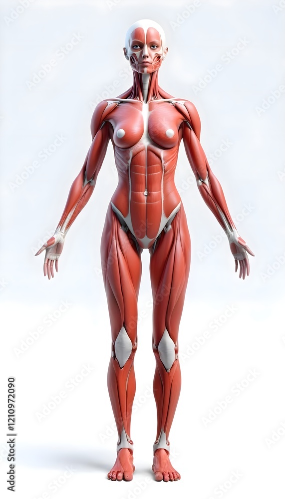 Anatomical Female Figure: A Realistic Muscular Study in Red Anatomical Female Figure: A Realistic Muscular Study in Red