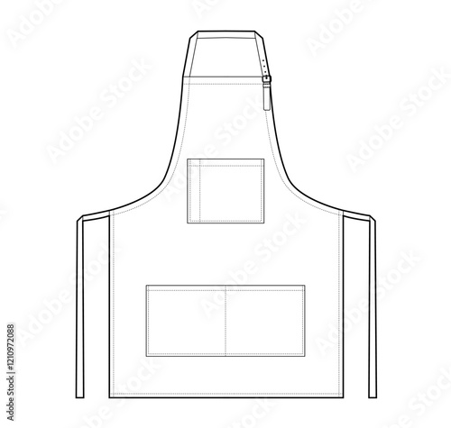 Work Aprons technical fashion illustration. Chef uniform for cooking cartoon Flat sketch outline apparel template front view. Women, men unisex CAD mockup isolated on white background