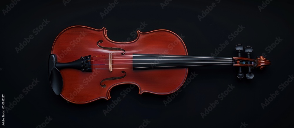 Fototapeta premium Red violin on black background.