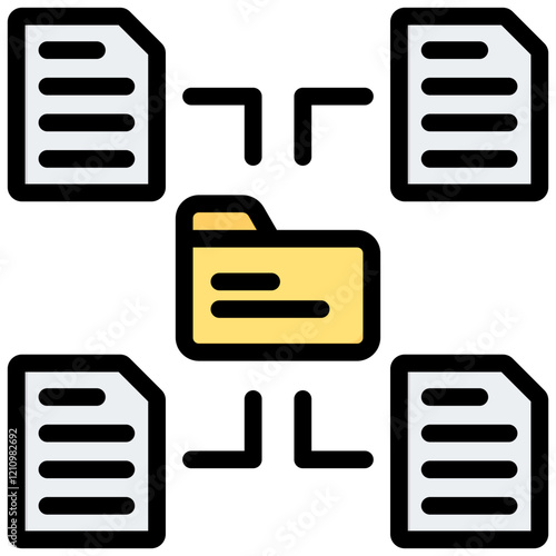 Data Modeling Outline Color Icon