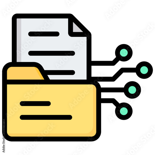 Data Aggregation Outline Color Icon