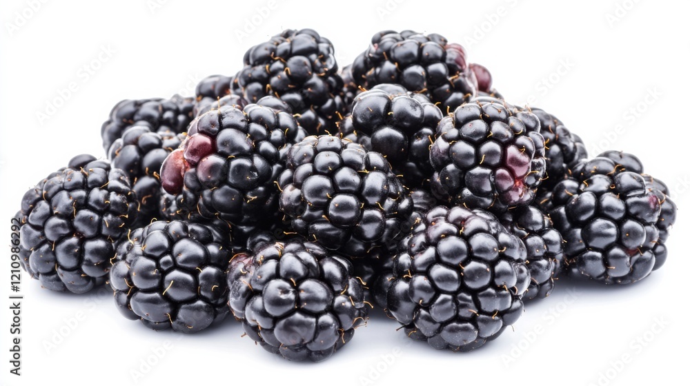 A pile of plump, juicy blackberries nestled together in a tempting display, Their deep purple hue promising a burst of sweetness A pile of plump, juicy blackberries nestled together in a tempting display, Their deep purple hue promising a burst of sweetness