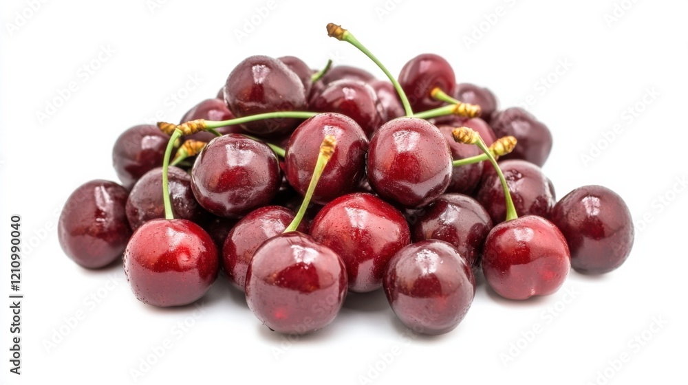 A pile of ripe, succulent cherries with glossy red skins, Their plump and juicy appearance enticingly displayed A pile of ripe, succulent cherries with glossy red skins, Their plump and juicy appearance enticingly displayed