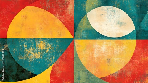 Abstract Geometric Composition with Warm and Cool Tones