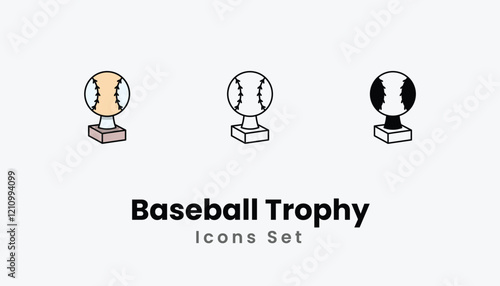 Baseball Trophy Icons thin line and glyph vector icon stock illustration