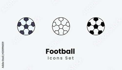 Football  Icons thin line and glyph vector icon stock illustration