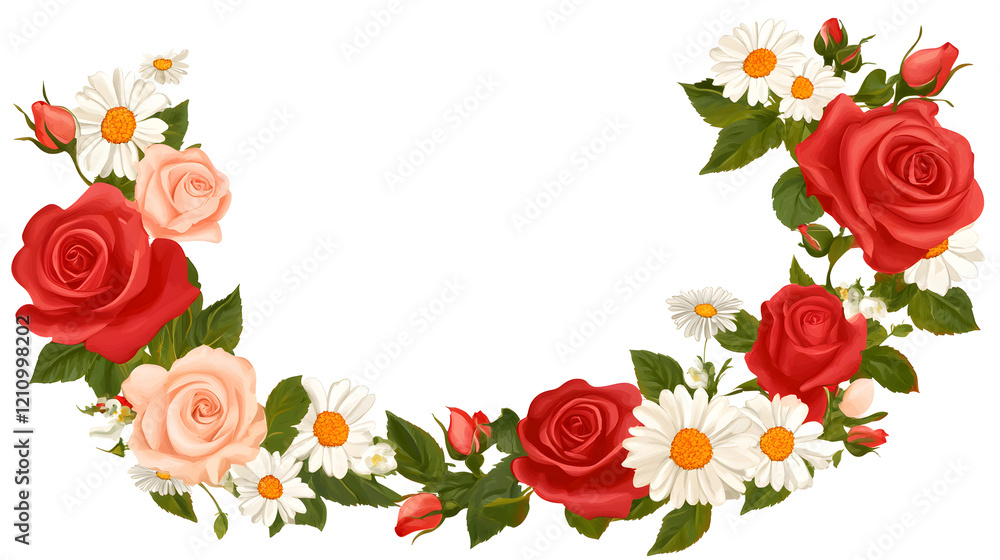 Decorative Rose and Daisy Border Perfect for Custom Text Insertion Decorative Rose and Daisy Border Perfect for Custom Text Insertion