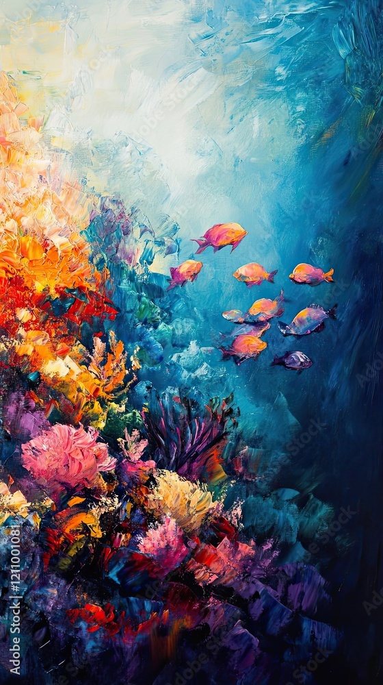 Vibrant Coral Reef Fish Swimming Underwater Scene Vibrant Coral Reef Fish Swimming Underwater Scene