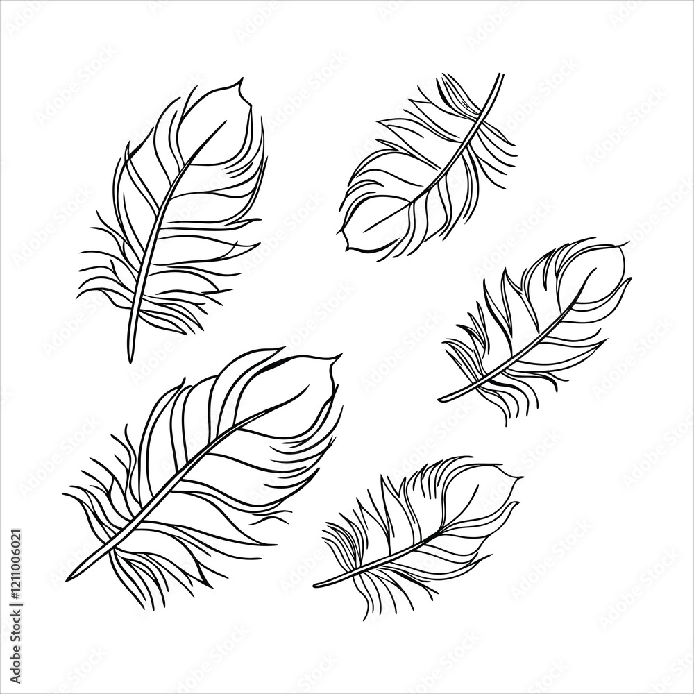 feather and plume silhouette vector illustration. feather and plume silhouette vector illustration.