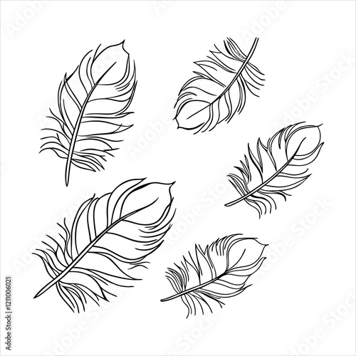 feather and plume silhouette vector illustration.