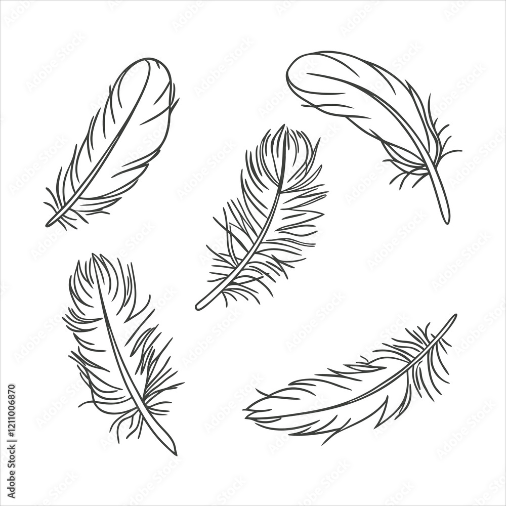feather and plume silhouette vector illustration. feather and plume silhouette vector illustration.