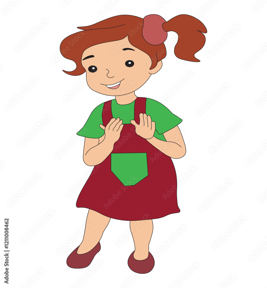 Happy Girl Clapping with Joy Celebrating Cheerful Moments Vector Illustration. Happy Girl Clapping with Joy Celebrating Cheerful Moments Vector Illustration.