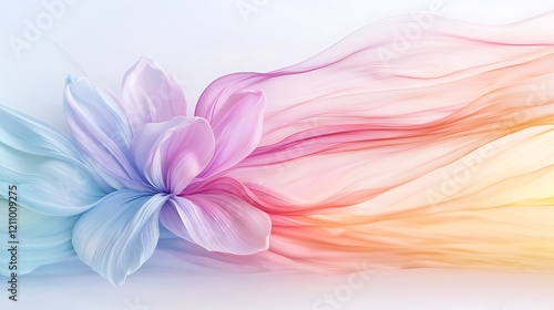 Pastel flower with flowing fabric, dreamy background, website header