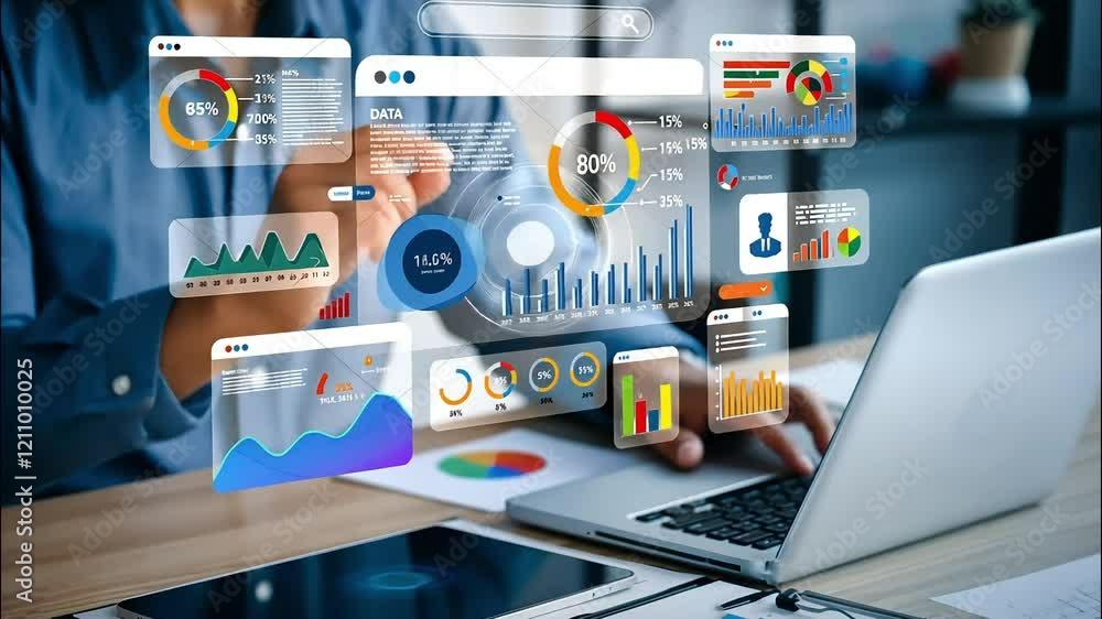 Work in the office. Analytics and market analysis, concept of growing Work in the office. Analytics and market analysis, concept of growing