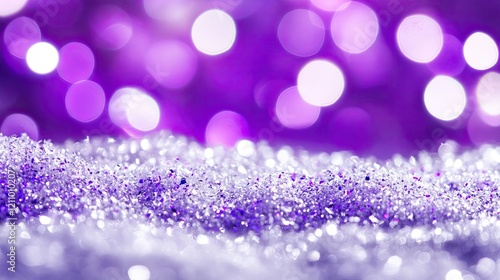 Sparkling Glitter and Purple Bokeh Lights Background