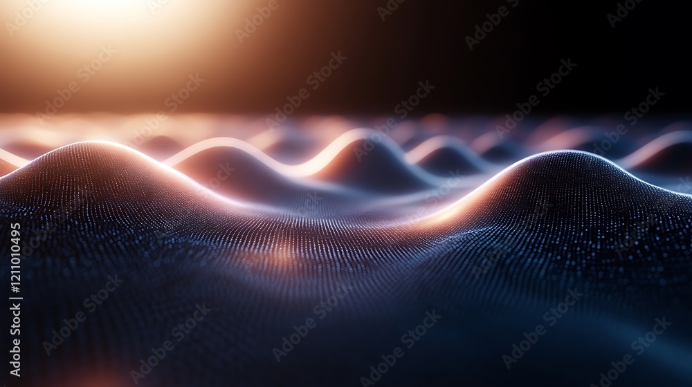 Obraz premium Abstract Glowing Particle Wave Landscape Digital Art