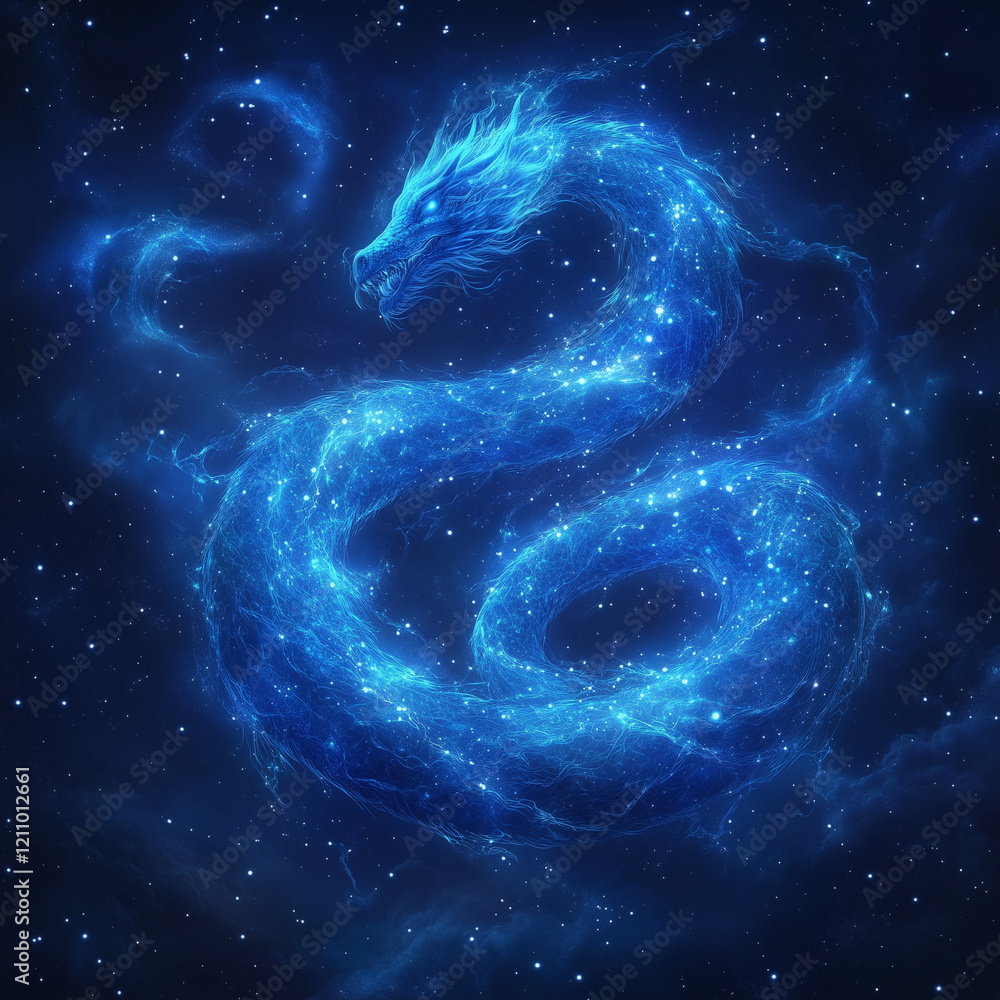A celestial dragon, swirling in the vast expanse of space, surrounded by shimmering stars and galaxies. A celestial dragon, swirling in the vast expanse of space, surrounded by shimmering stars and galaxies.