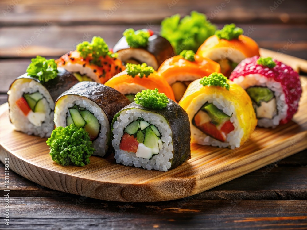 Delightful maki rolls: gourmet sushi, beautifully presented, inspiring recipes and healthy eating. Delightful maki rolls: gourmet sushi, beautifully presented, inspiring recipes and healthy eating.