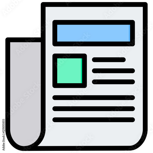 Newspaper Outline Color Icon