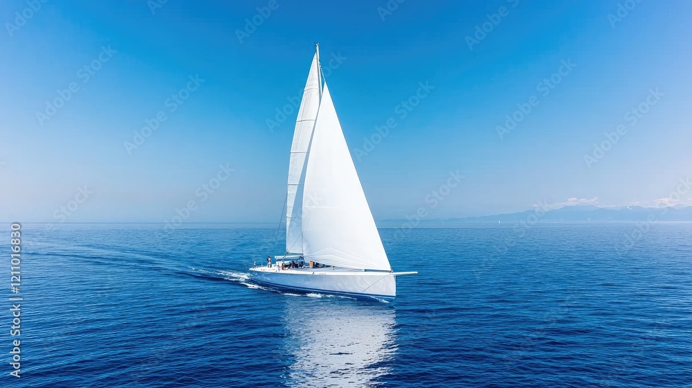 Obraz premium Sailing yacht glides across Aegean Sea under sunny skies