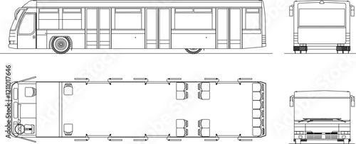 vector illustration design image of mass transportation bus to transport many passengers