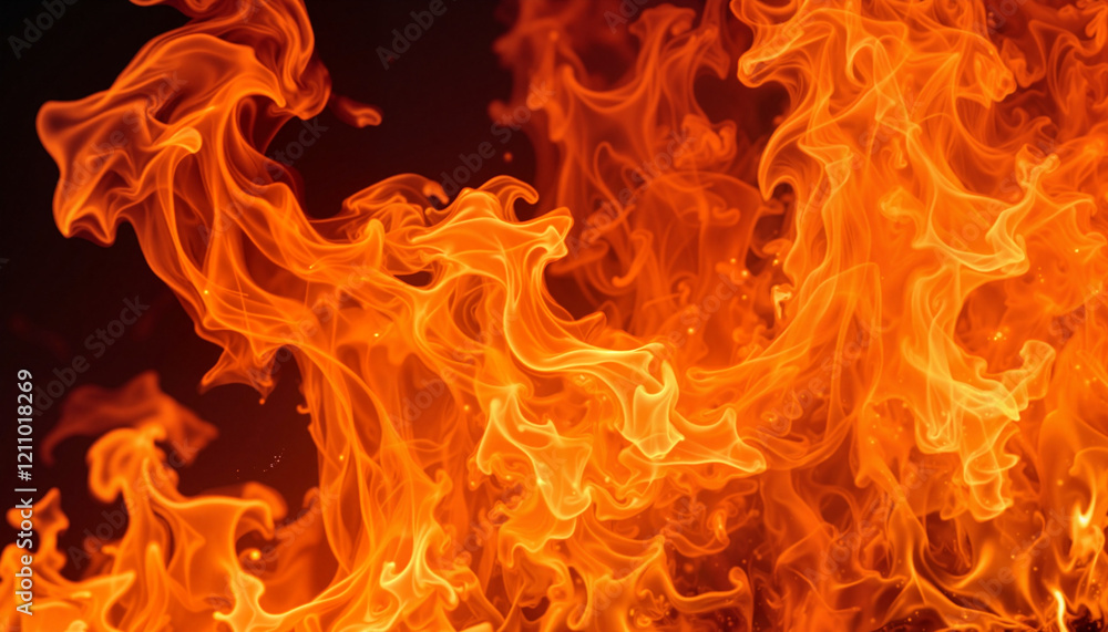 Intense fire flames with glowing orange and red tones Intense fire flames with glowing orange and red tones