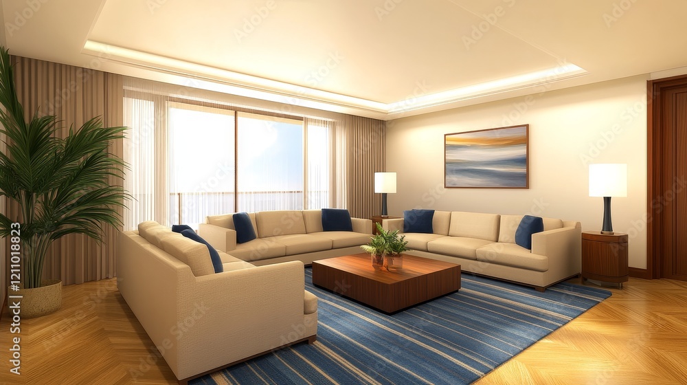 A modern living room with a cozy sofa arrangement and natural light. A modern living room with a cozy sofa arrangement and natural light.