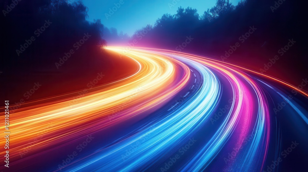 Light streaks in motion, close-up of vibrant light trails, dynamic motion and bold colors Light streaks in motion, close-up of vibrant light trails, dynamic motion and bold colors