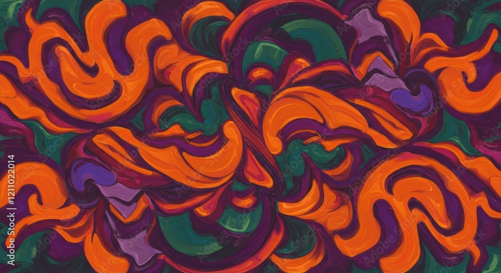 Abstract Swirls of Color: A captivating abstract art piece, featuring vibrant swirls of orange, purple, and green, creating a dynamic and mesmerizing pattern. Abstract Swirls of Color: A captivating abstract art piece, featuring vibrant swirls of orange, purple, and green, creating a dynamic and mesmerizing pattern.