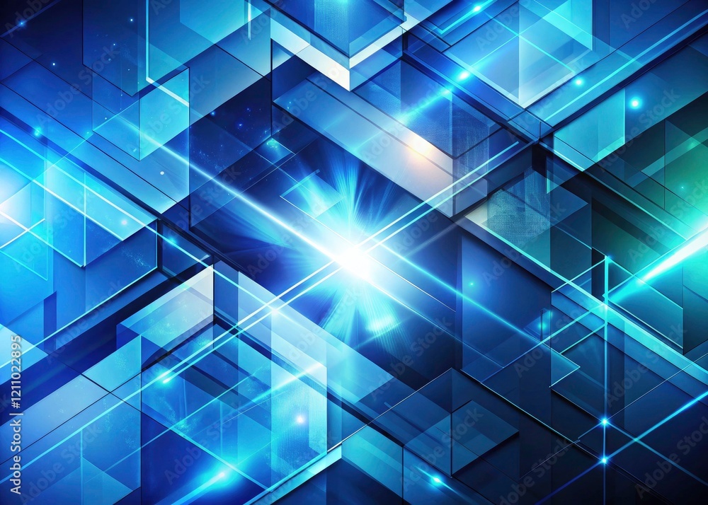 Obraz premium Futuristic blue geometry dominates this high-depth-of-field wallpaper, evoking technological advancement.