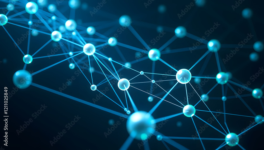 Abstract Molecular Network: Glowing Spheres and Lines Abstract Molecular Network: Glowing Spheres and Lines