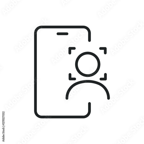 Smartphone face recognition thin line icons. Editable stroke and Perfect pixel on transparent background