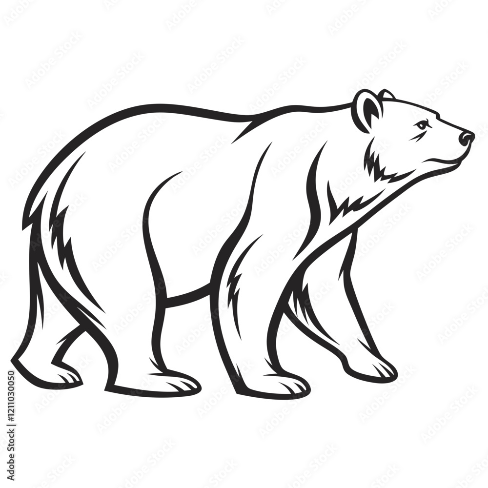 bear side view, logo, black outline vector drawing PNG bear side view, logo, black outline vector drawing PNG