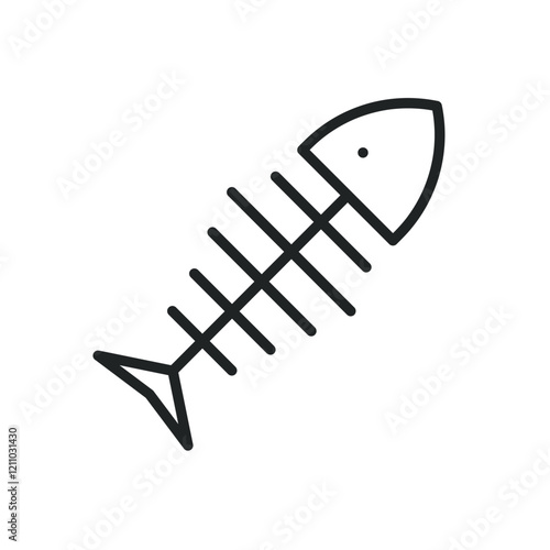 Fish bone thin line icons. Editable stroke and Perfect pixel on transparent background