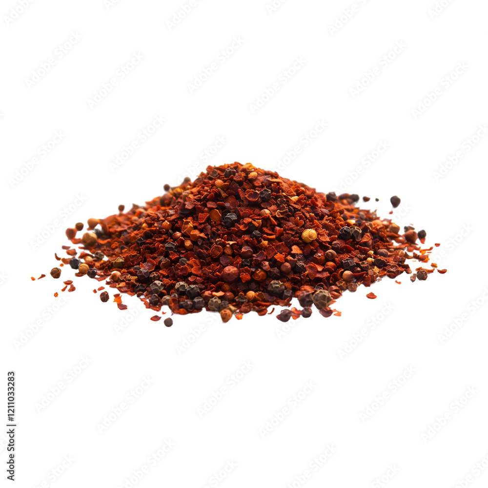 A rich pile of Aleppo pepper illustration on a transparent background, perfect for enhancing culinary and flavor presentations. A rich pile of Aleppo pepper illustration on a transparent background, perfect for enhancing culinary and flavor presentations.