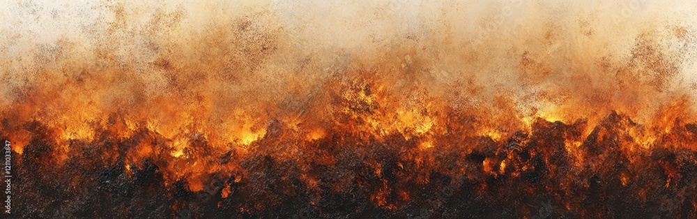 Obraz premium Fire and flames isolated on a white background with a clipping path. The image is in full focus, depicting a fiery wall.