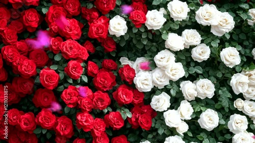 Wallpaper Mural beautiful red and white roses flowers wall and butterflies  Torontodigital.ca