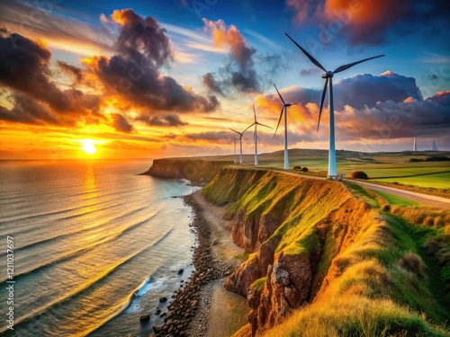 Coastal Wind Turbines: Clean Energy, Sustainable Solutions, Offshore Wind Power, Renewable Energy Technology