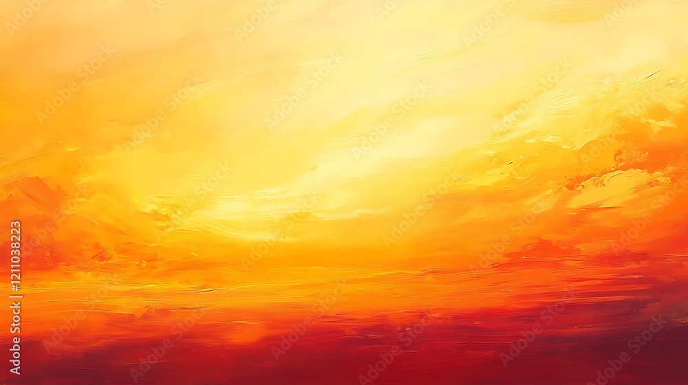 Fototapeta premium Abstract Orange and Red Sunset Landscape Painting