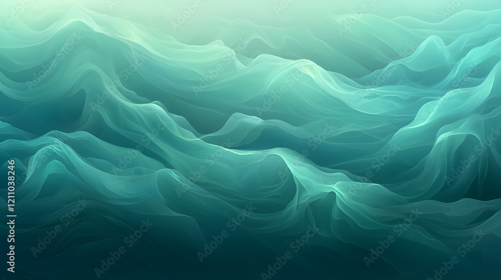 Obraz premium Dynamic ocean waves coastal serenity digital art tranquil environment abstract viewpoint fluidity and motion