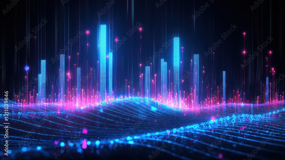 Glowing City at Night Futuristic Digital Landscape Glowing City at Night Futuristic Digital Landscape