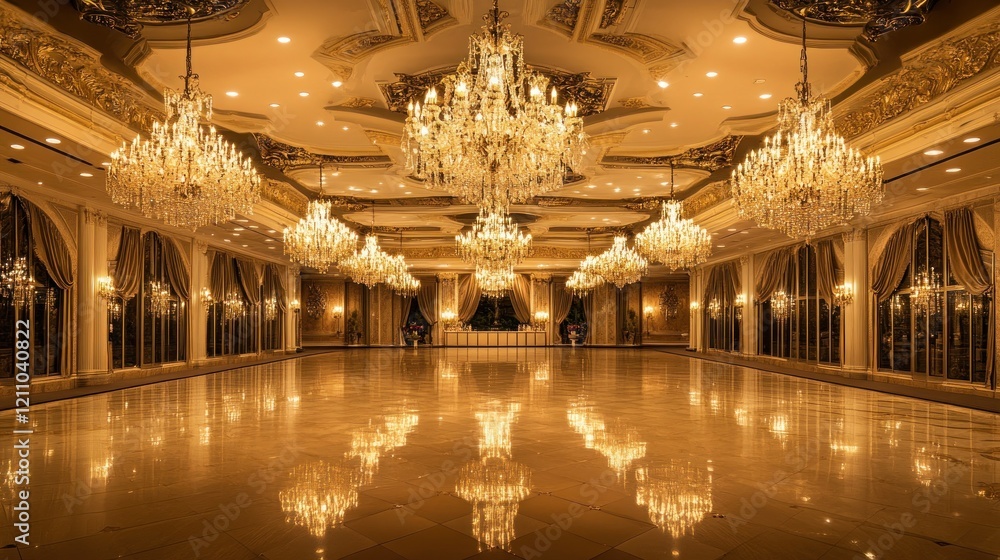 Fototapeta premium Grand Ballroom: A Palace of Crystal Chandeliers