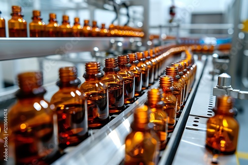 Wallpaper Mural Close up view of medical vials on production line at pharmaceutical factory Torontodigital.ca