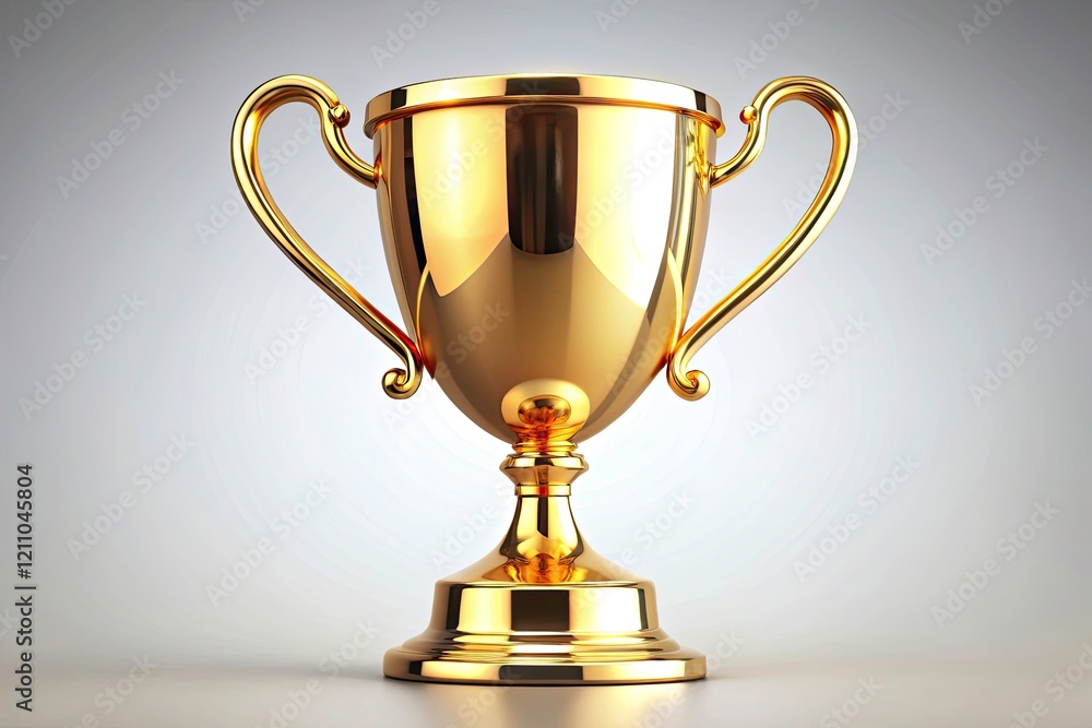 Golden Champion Cup Trophy, 3D Rendered, Isolated White Background, Award, Winner, Competition, Victory, Success, Prize Golden Champion Cup Trophy, 3D Rendered, Isolated White Background, Award, Winner, Competition, Victory, Success, Prize