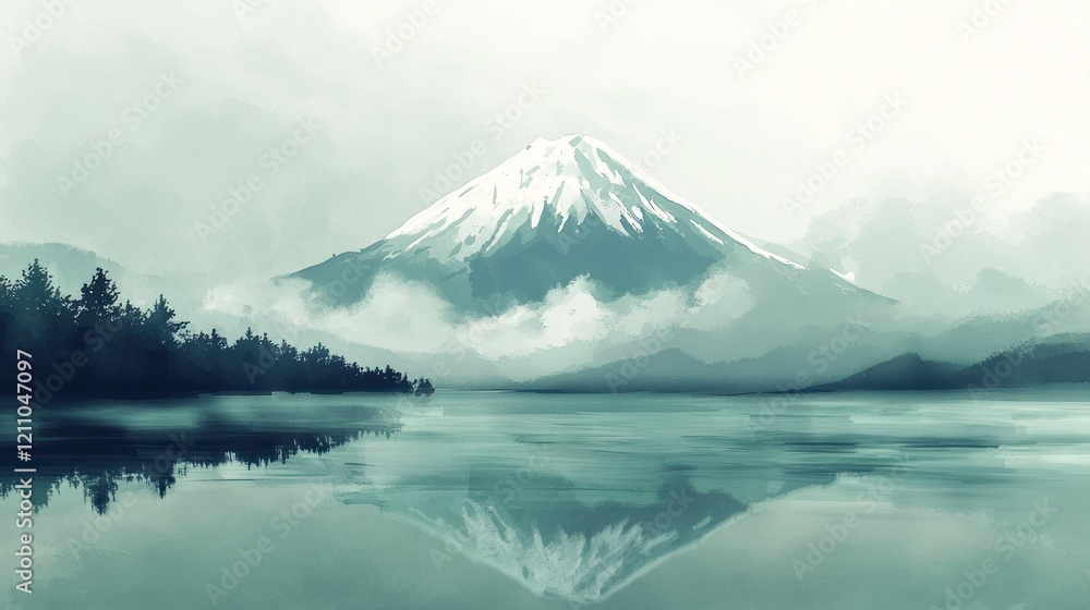 Serene mountain reflected in calm lake. Serene mountain reflected in calm lake.