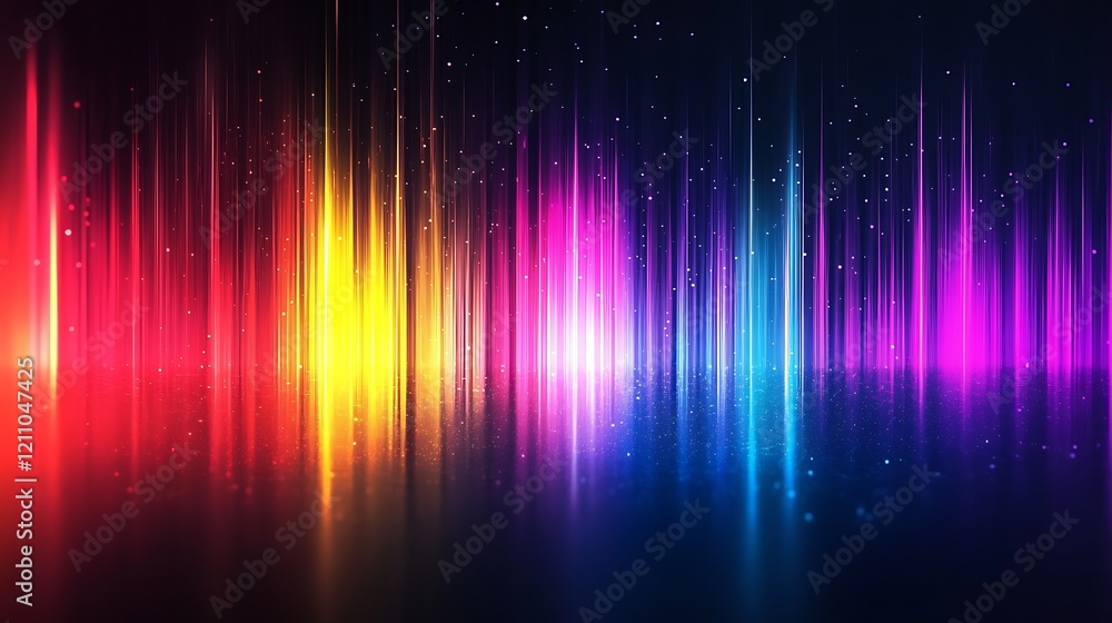 digital abstract artwork featuring a vibrant spectrum of colors, Vertical light beams in shades of blue, purple, pink, orange, and yellow dominate the composition digital abstract artwork featuring a vibrant spectrum of colors, Vertical light beams in shades of blue, purple, pink, orange, and yellow dominate the composition