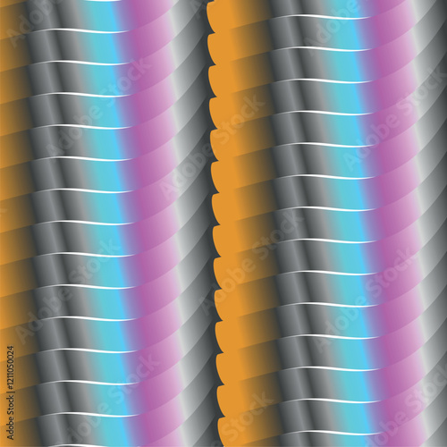 Gradient wide and wavy stripes in metallic texture.