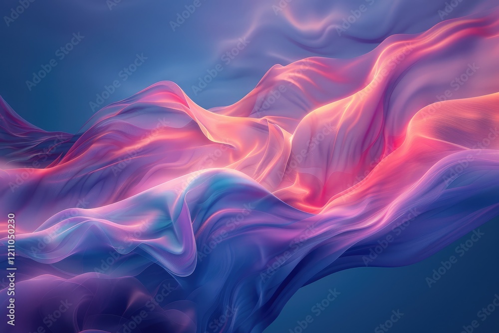 Obraz premium Abstract art featuring flowing, vibrant pink and blue hues, creating a dreamy, ethereal visual.